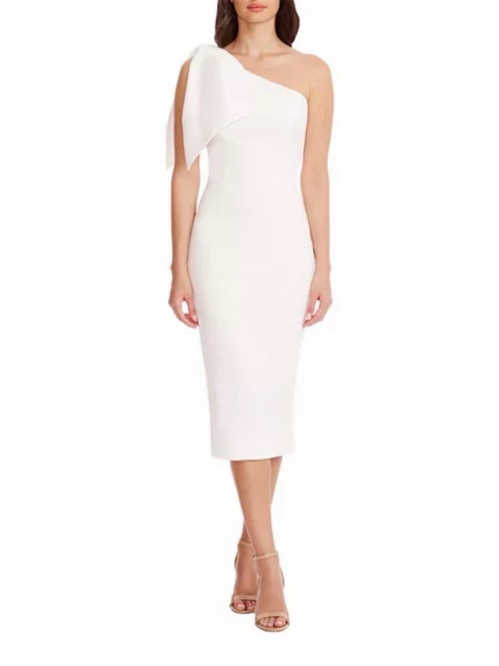 Dress the Population White One-Shoulder Cocktail Dress Size L Bridal